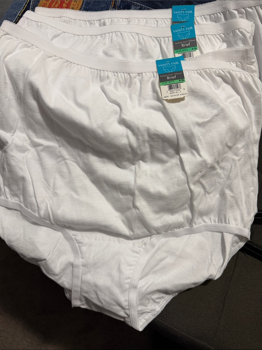 NWT Vanity Fair STAR White Ladies Cotton Briefs 8/XL